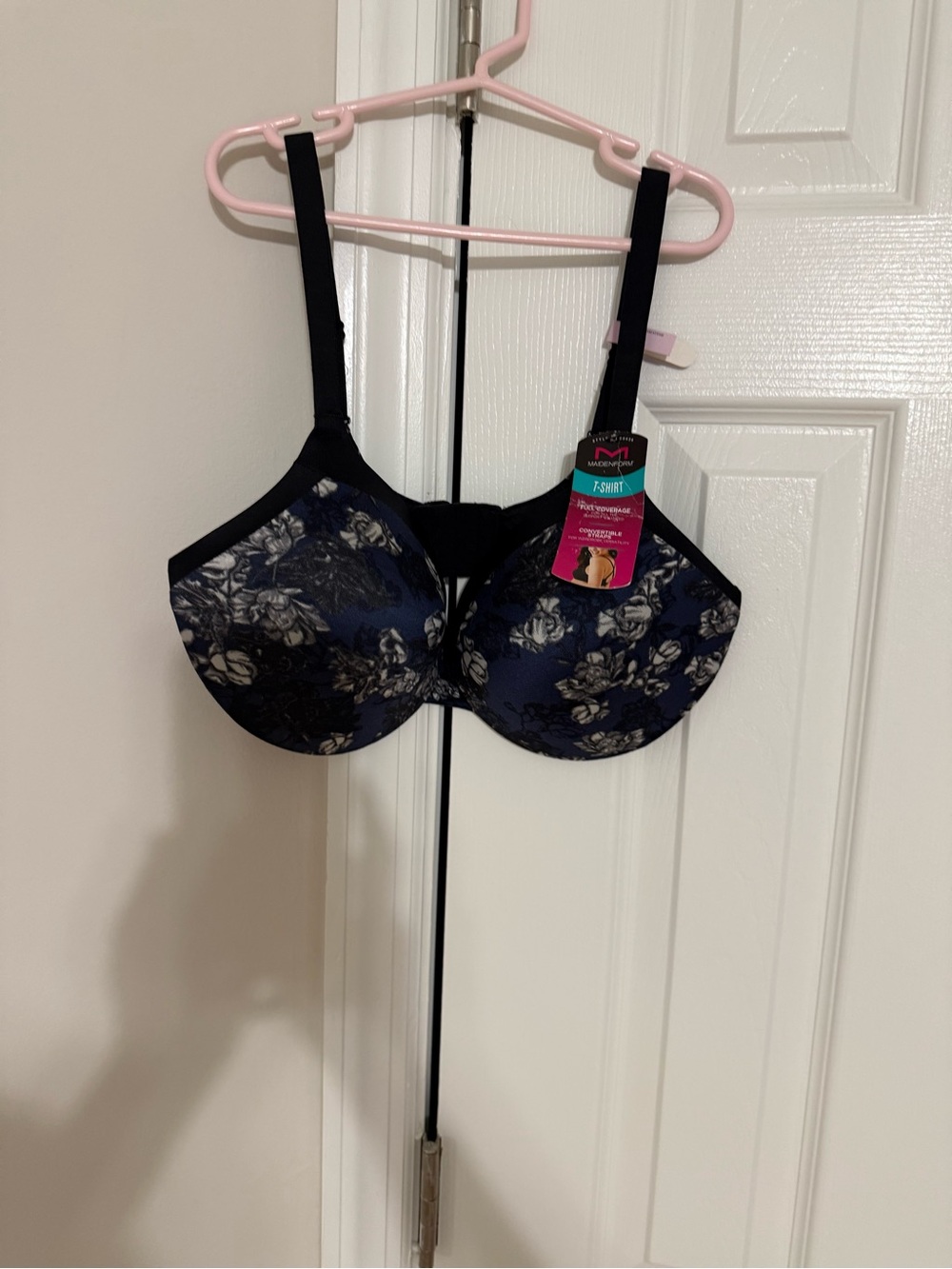 Maidenform Floral T-Shirt Bra - Navy & Black